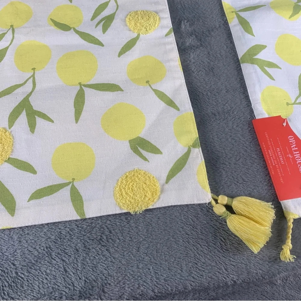 NWT Opal House 6 Placemats & Table Runner Set Of 7 Lemons Cottage Core Retro
